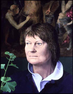 Iris Murdoch portrait by Tom Phillips, 1984-86. National Portrait Gallery, London.
